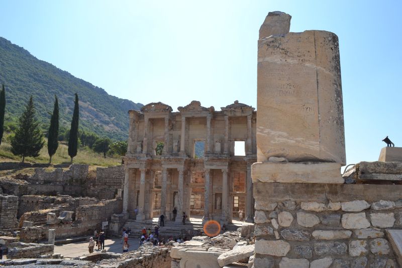Iconic Celsus Library ruins in Ephesus Turkey with ancient stone columns and facade